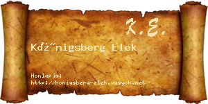 Königsberg Elek névjegykártya